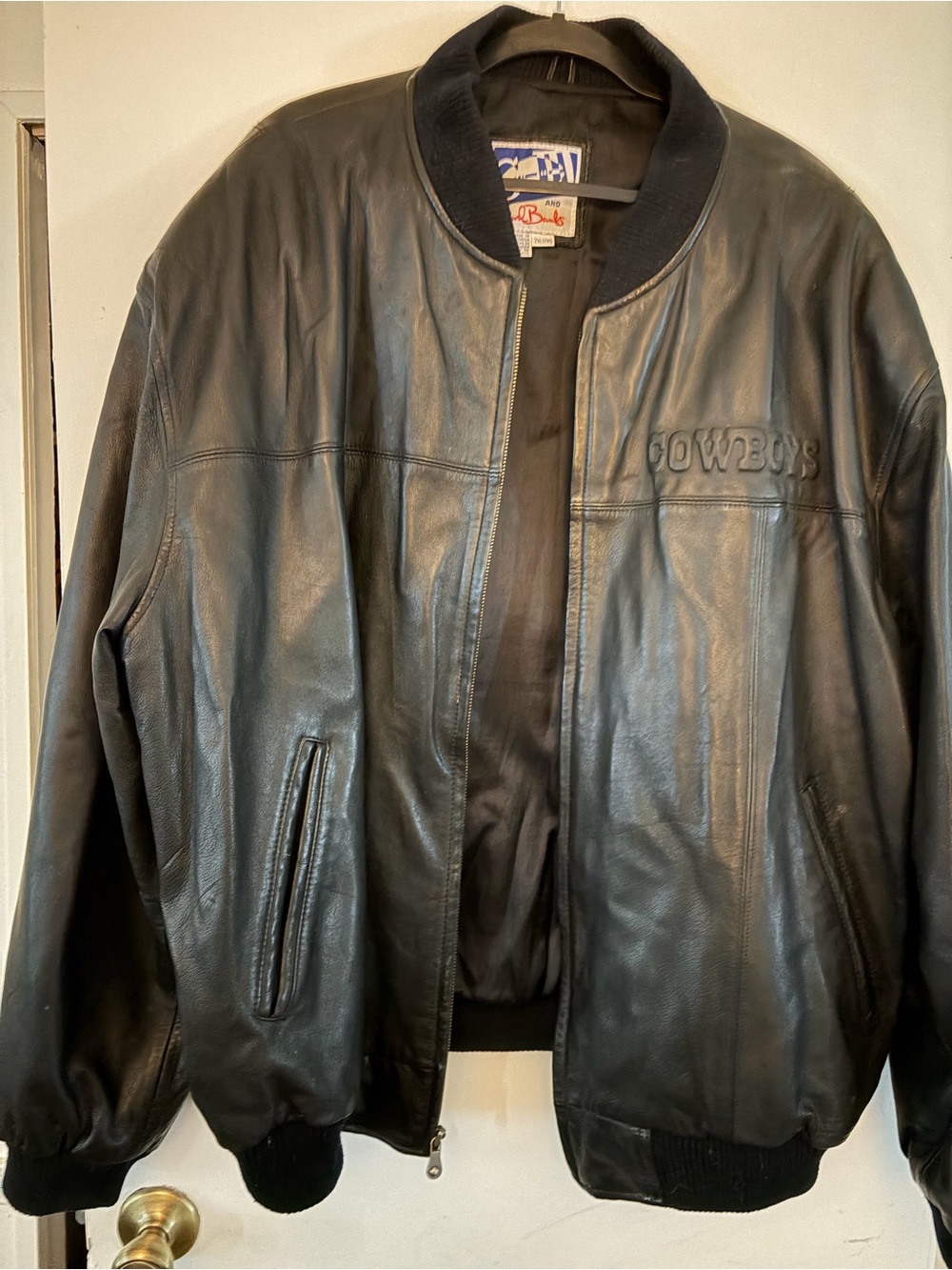VTG 90s Dallas Cowboys G-III Carl Banks leather bomber jacket